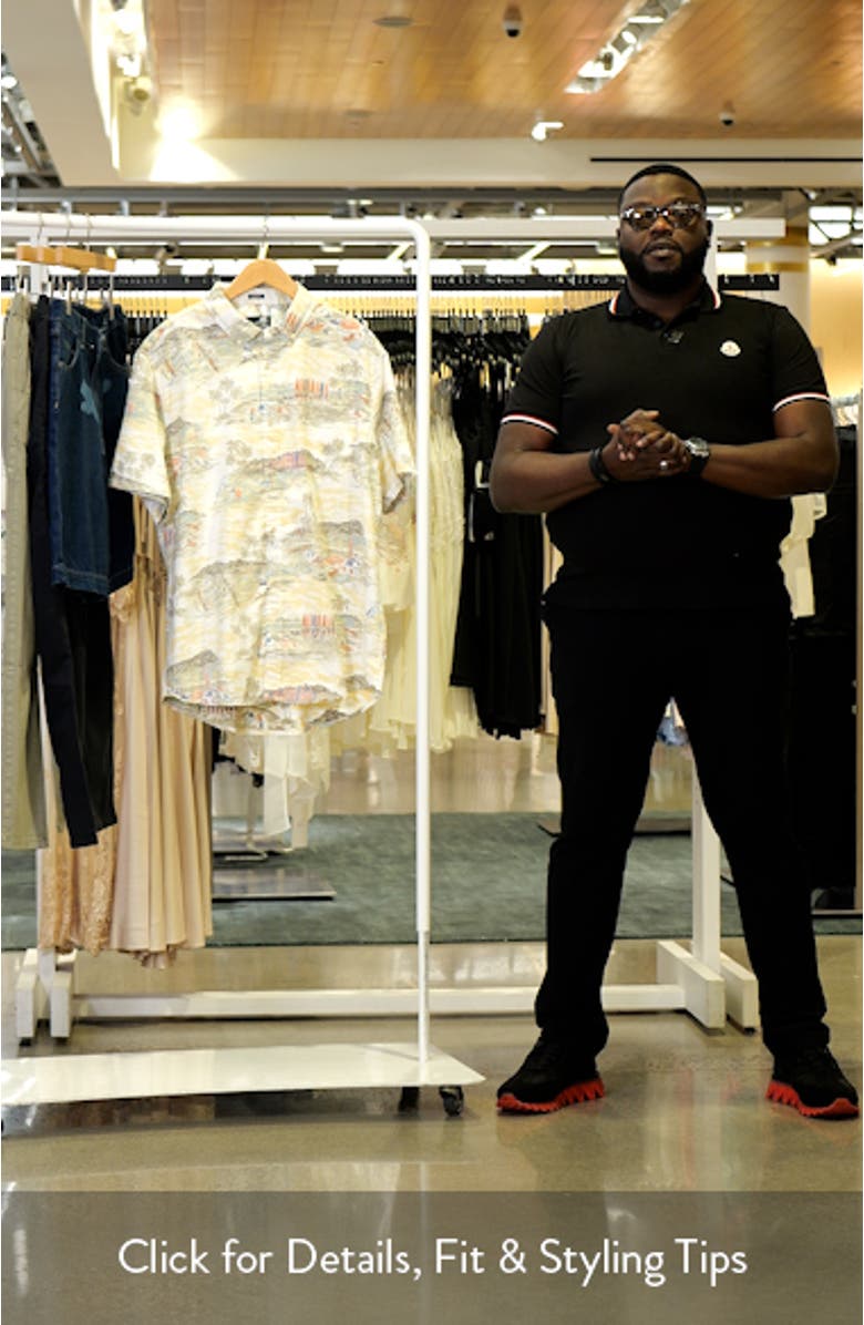 Waikiki Nostalgia Short Sleeve Cotton Blend Button-Down Shirt, sales video thumbnail