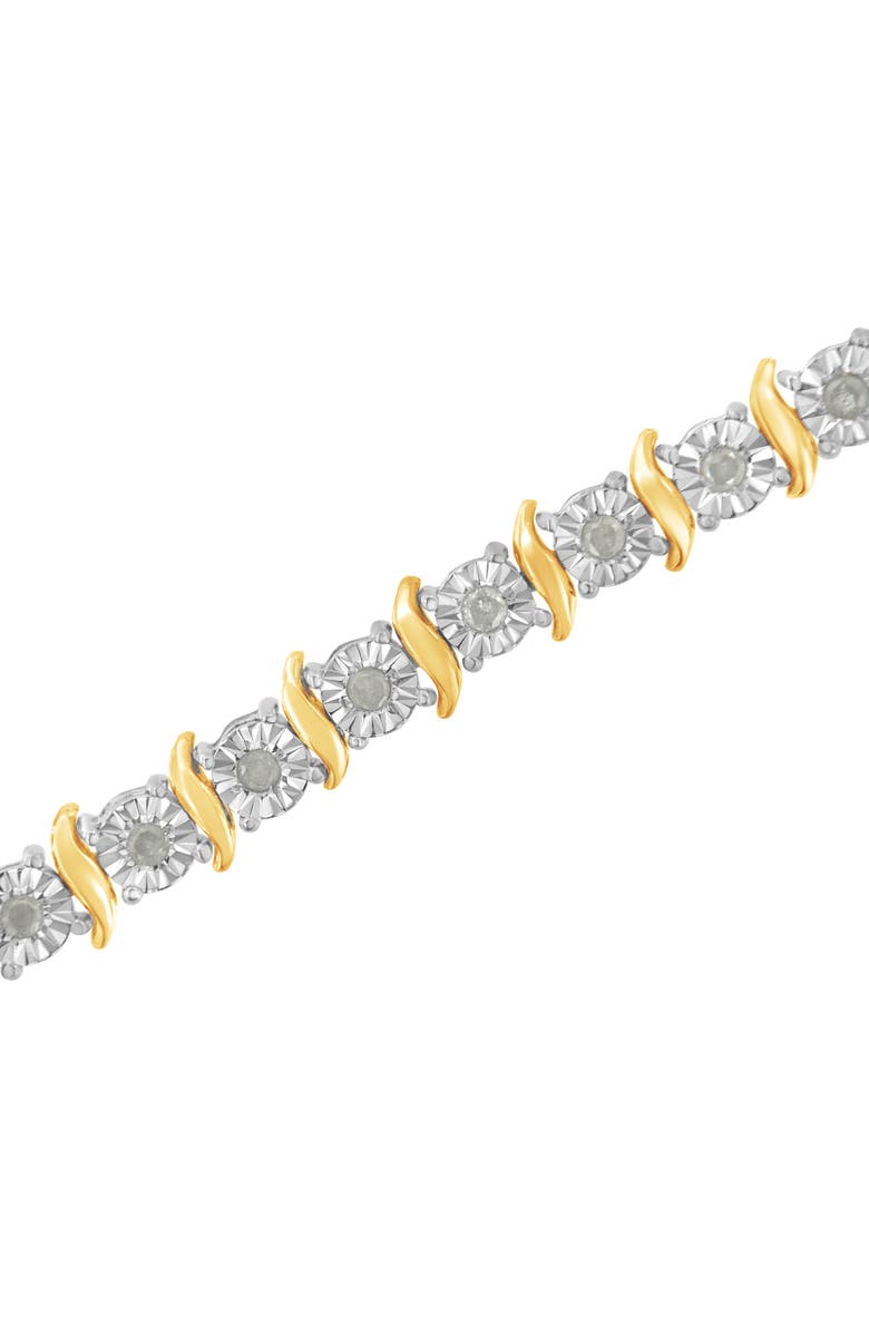 Haus of Brilliance Silver 1.0 Cttw Diamond S-Curve Link Miracle-Set Tennis Bracelet, Alternate, color, Yellowwhite Gold Over Silver
