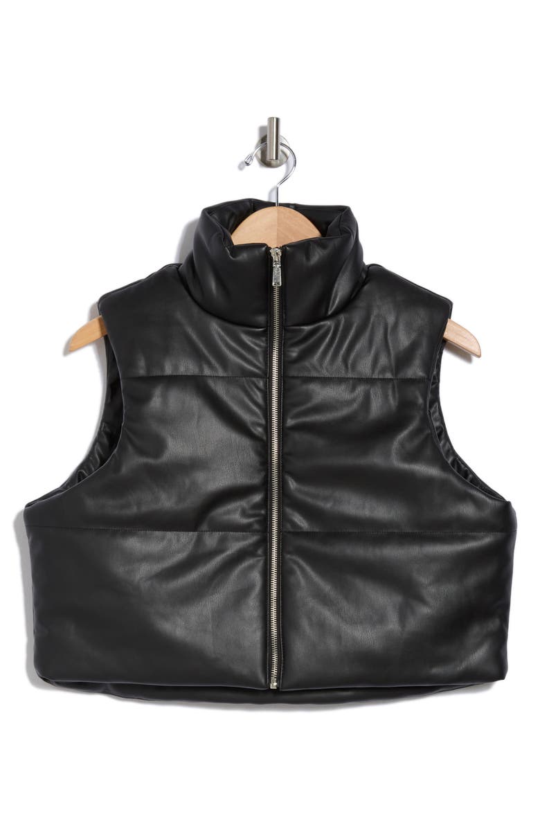 Vigoss Faux Leather Crop Puffer Vest, Alternate, color, 