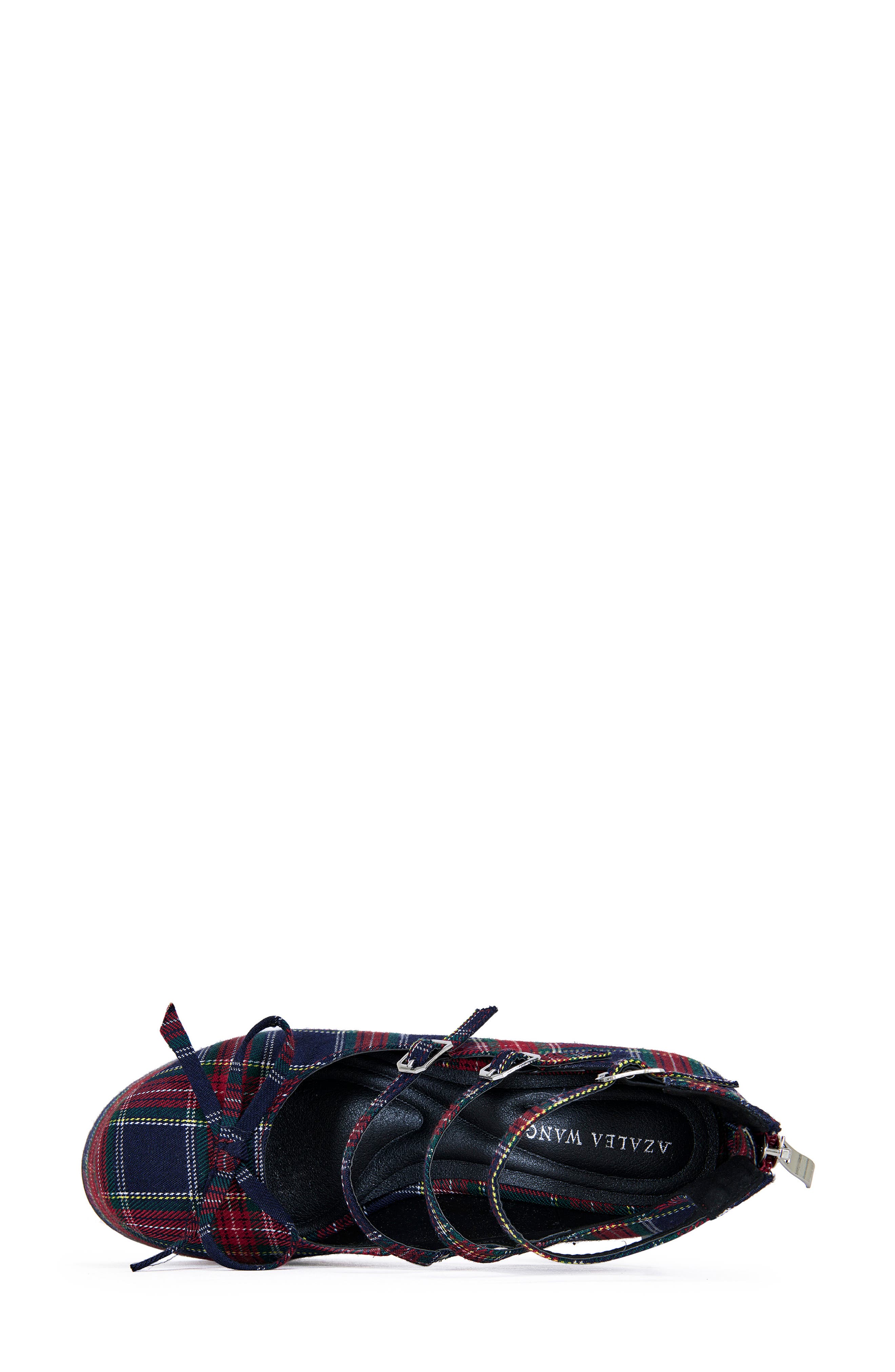 AZALEA WANG Georgina Ankle Strap Platform Pump, Alternate, color, Plaid Multi