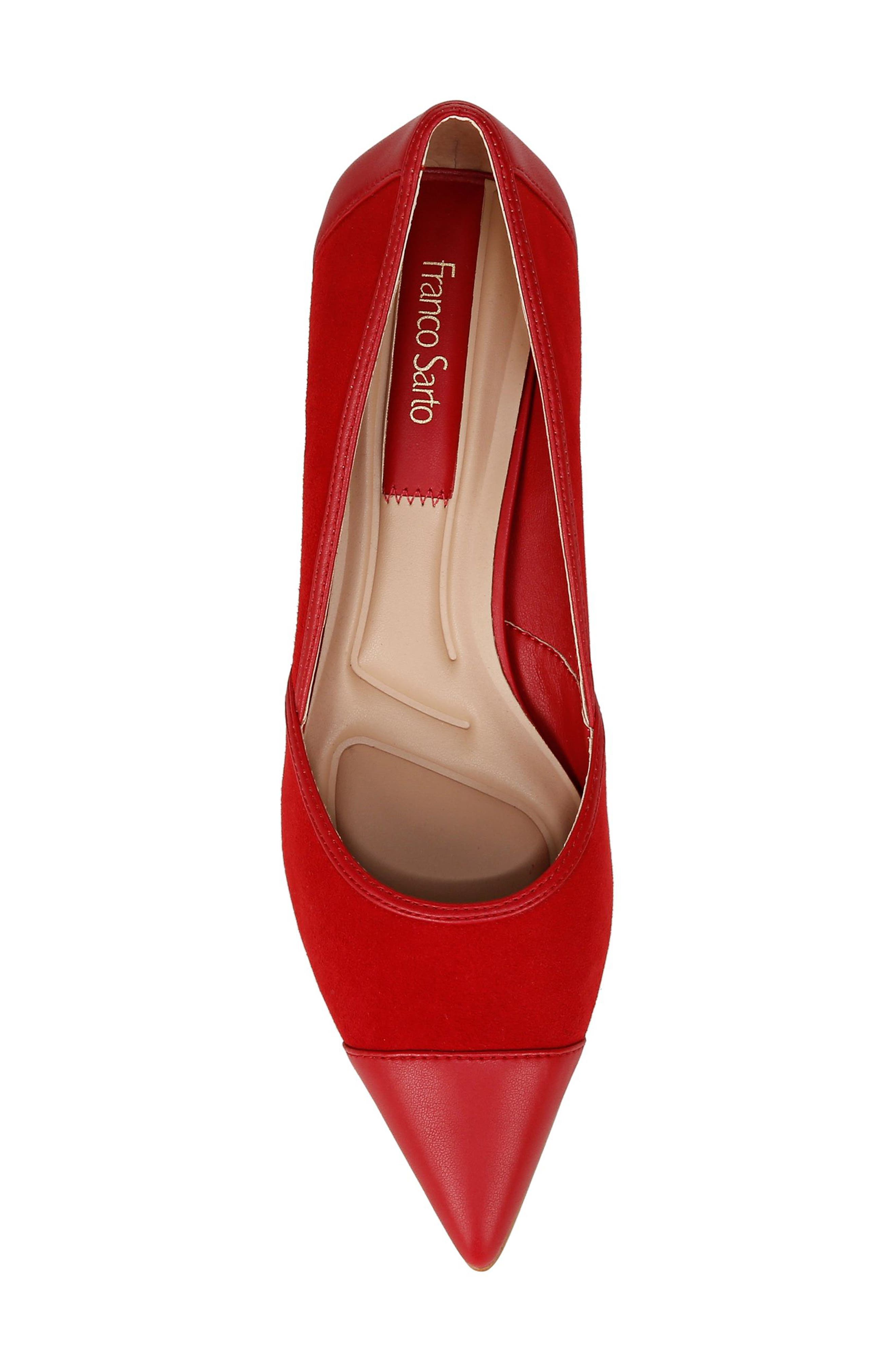 Darcy Pointed Toe Kitten Heel Pump, Alternate, color, RED