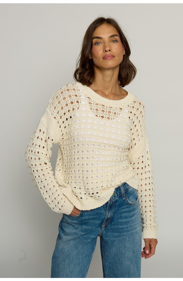 Central Park West Open Stitch Boatneck Top, Main, color, 
