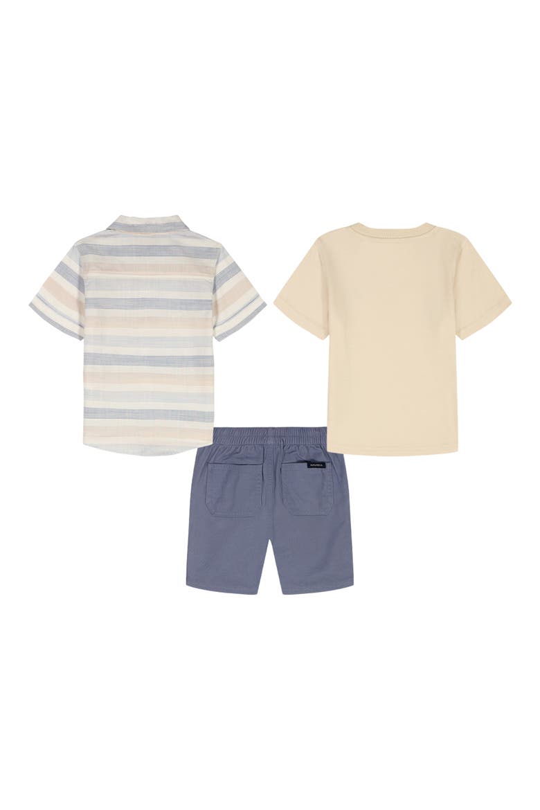Kids' Short Sleeve Button-Up Shirt, T-Shirt & Shorts Set, Alternate, color, ASSORTED BEIGE