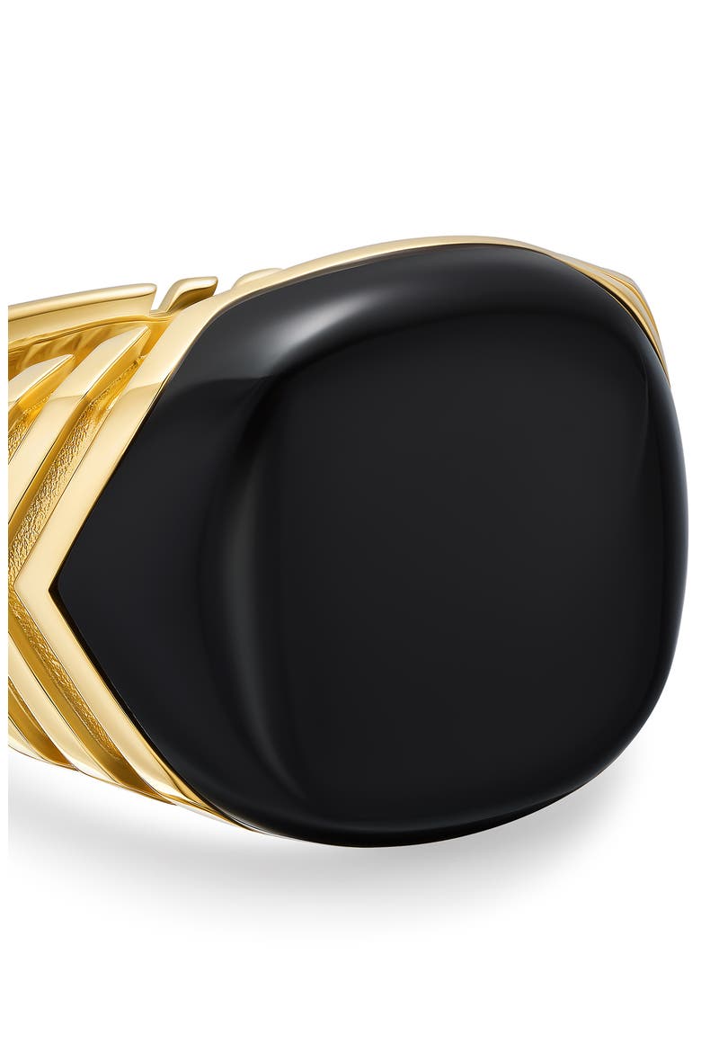 Chevron Signet Ring in 18K Yellow Gold with Black Onyx, Alternate, color, GOLD