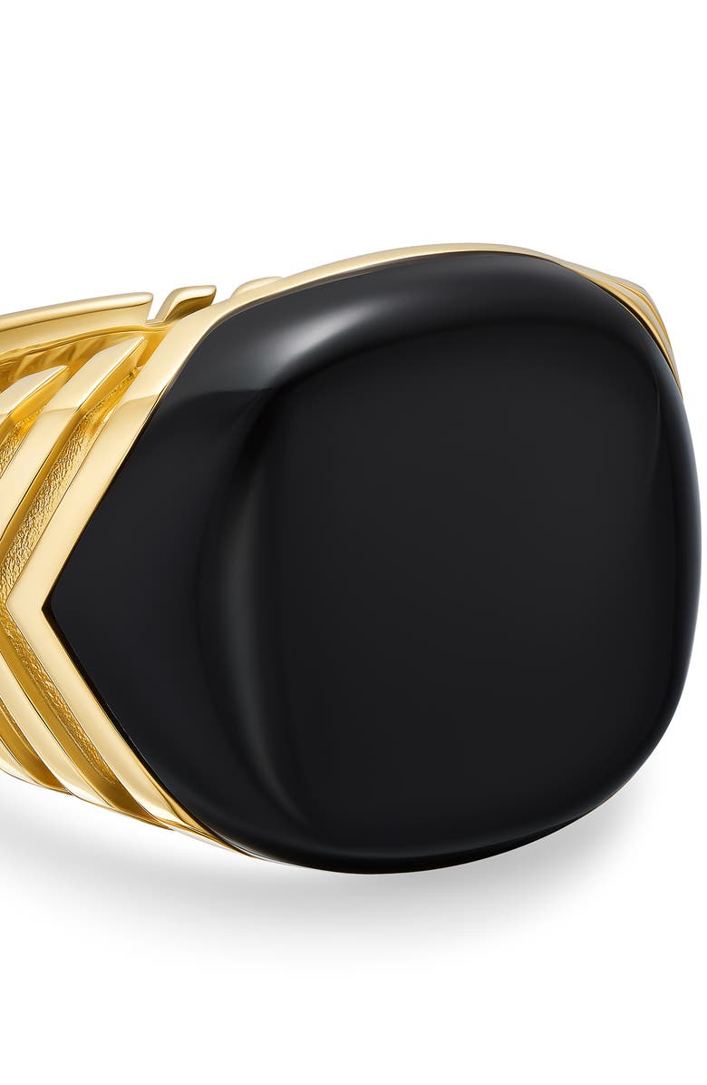 David Yurman Chevron Signet Ring in 18K Yellow Gold with Black Onyx, Alternate, color, Gold