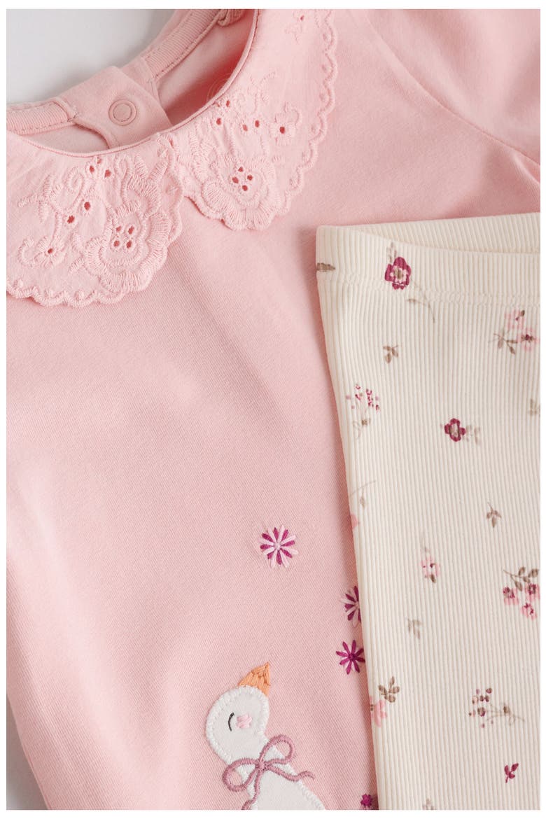 Kids' Bunny Embroidered Top & Leggings Set, Alternate, color, PINK