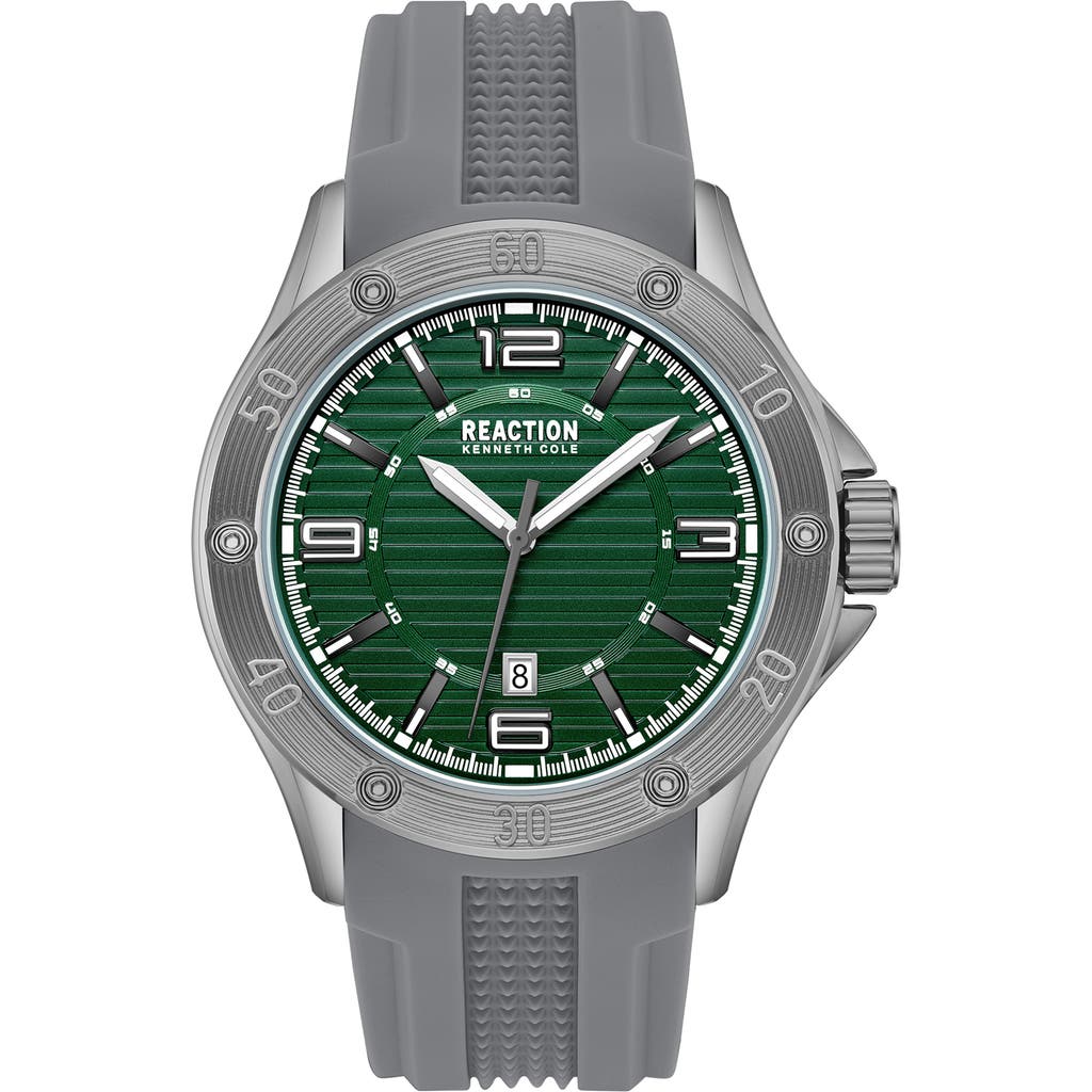 Kenneth Cole Reaction Three Hand Quartz Silicone Strap Watch, 43mm