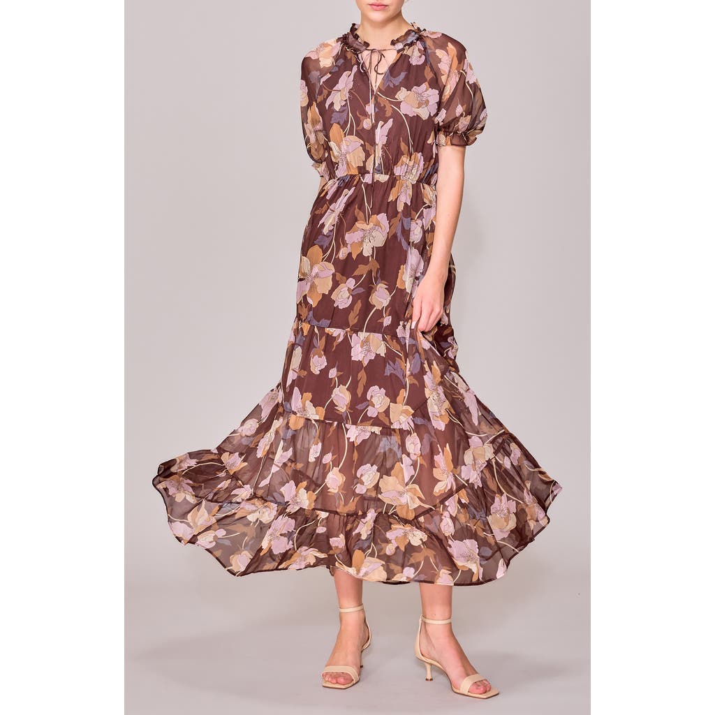 Melloday Puff Sleeve Tiered Maxi Dress