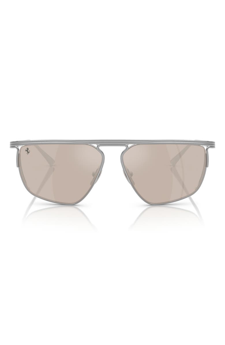Scuderia Ferrari 59mm Irregular Sunglasses, Main, color, Silver / Real White Gold