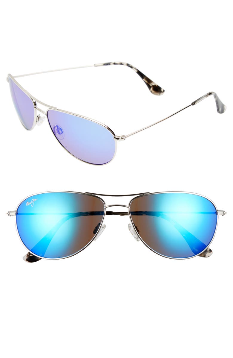 Maui Jim Sea House 60mm PolarizedPlus2<sup>®</sup> Titanium Aviator Sunglasses, Main, color, 