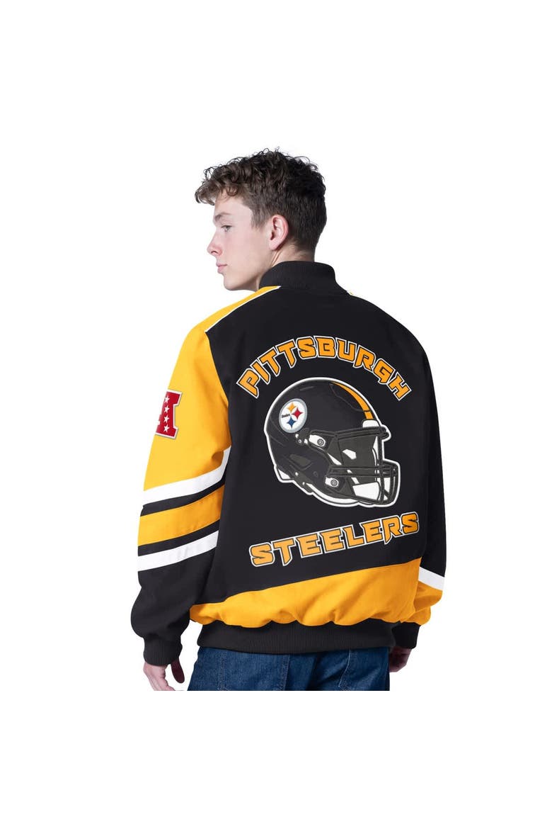 Men's G-III Sports by Carl Banks Black Pittsburgh Steelers Prime Time Full-Zip Racing Jacket, Alternate, color, Black