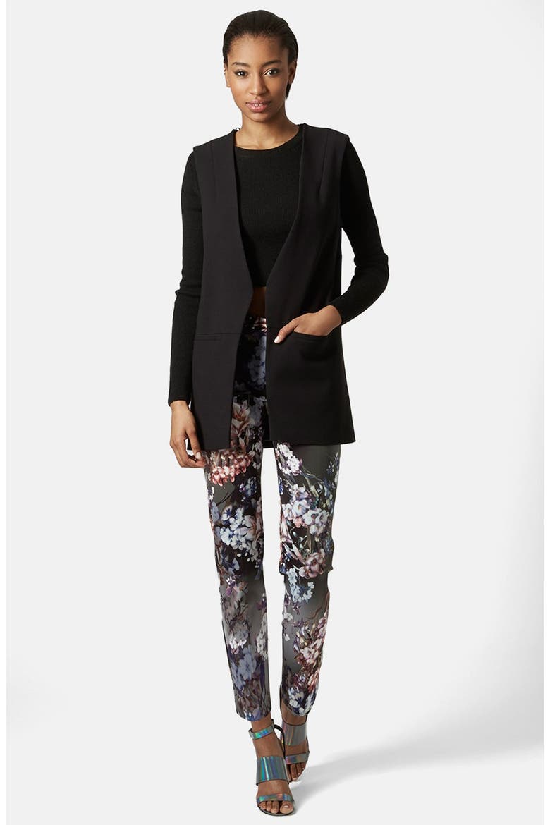 Floral Print Cigarette Trousers, Alternate, color, BLACK MULTI