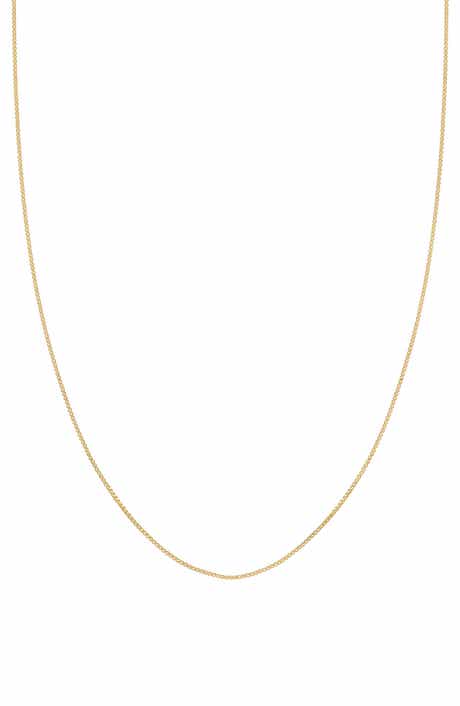 FZN Gold Plated Sterling Silver Box Chain Necklace