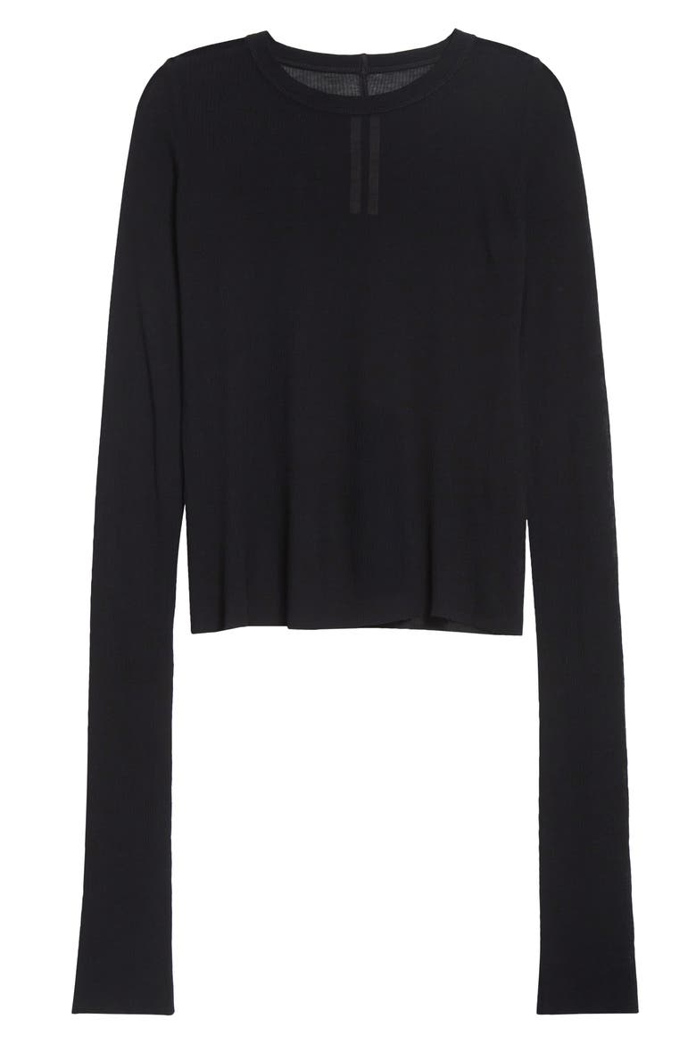 Crop Rib Long Sleeve T-Shirt, Alternate, color, BLACK