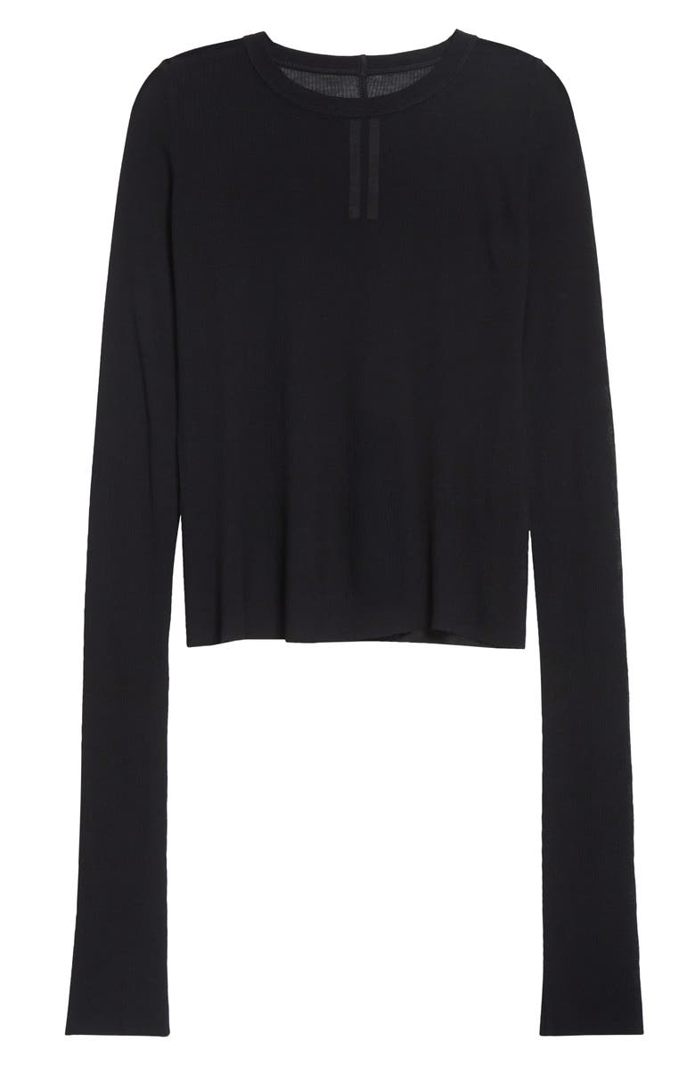 Rick Owens Crop Rib Long Sleeve T-Shirt, Main, color, Black