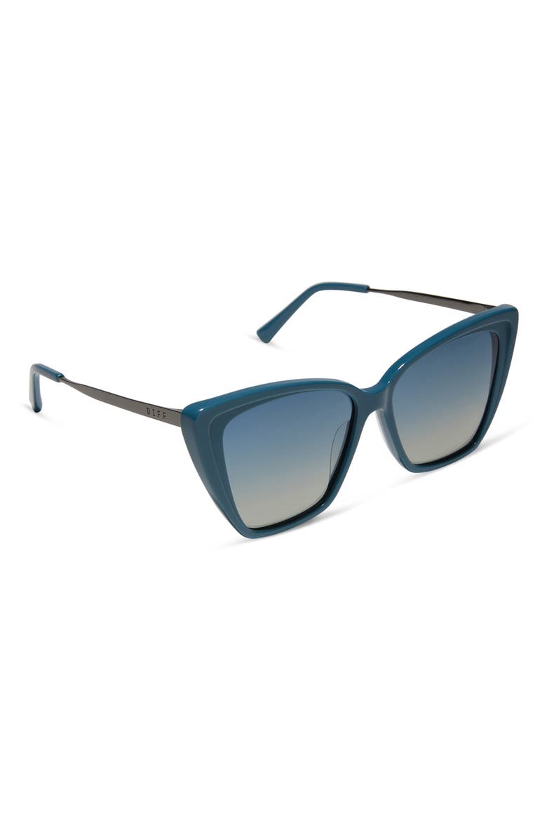Becky II 56mm Polarized Cat Eye Sunglasses, Alternate, color, AEGEAN BLUE FLASH