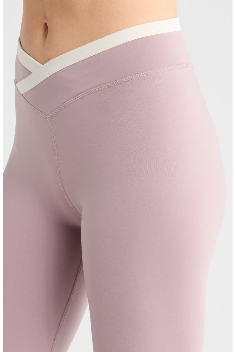Contrast Crossover Flare Leggings, Alternate, color, QUAIL