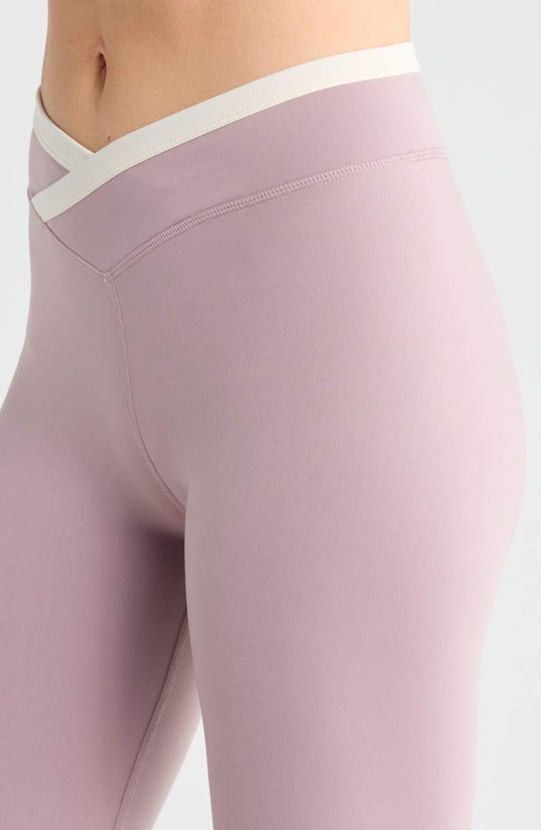 PacSun Contrast Crossover Flare Leggings, Alternate, color, Quail