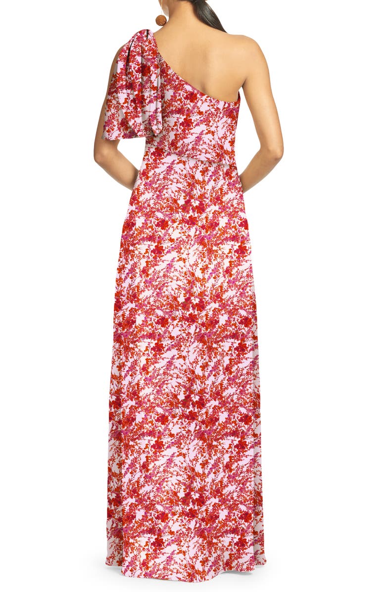 Sachin & Babi Chelsea One-Shoulder Gown, Alternate, color, Amaranth Spray