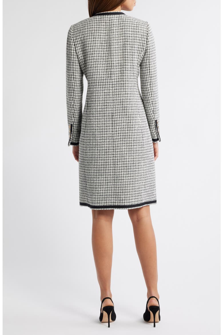 Houndstooth Tweed Long Sleeve Sheath Dress, Alternate, color, ANNE WHITE/ ANNE BLACK