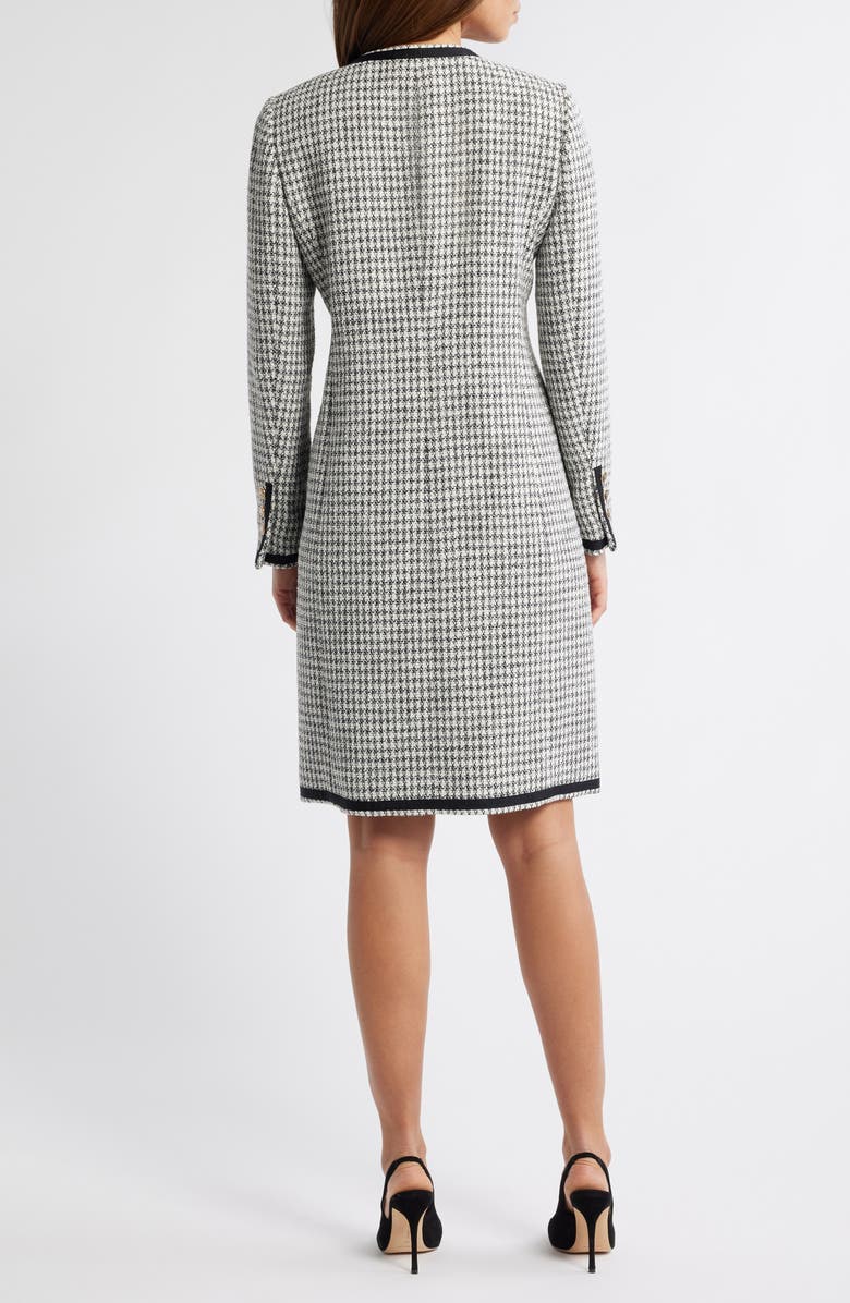 Anne Klein Houndstooth Tweed Long Sleeve Sheath Dress, Alternate, color,