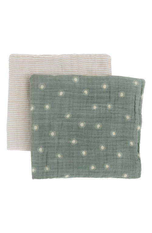 Little Unicorn 2-pack Organic Cotton Muslin Swaddle Blanket In Sage Suns