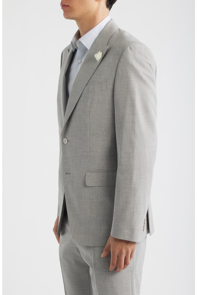 Hutson Slim Fit Tan Mélange Wool Blend Peak Lapel Sport Coat, Alternate, color, OPEN GREY