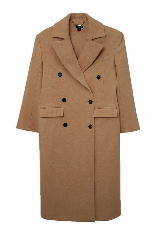 Karen Millen Wool Double Breasted Tailored Maxi Coat In Brown