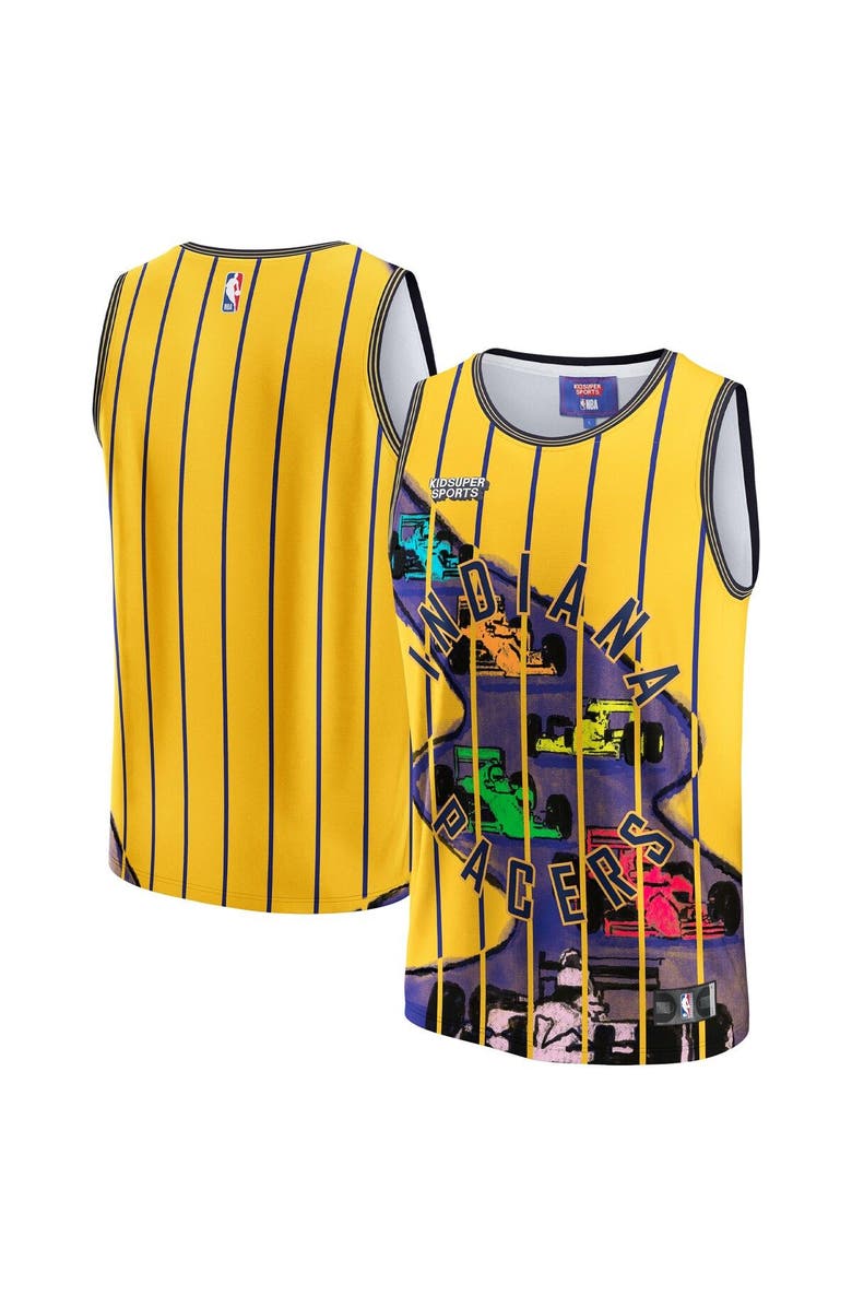 NBA X KIDSUPER Unisex NBA & KidSuper Studios by Fanatics Gold Indiana Pacers Hometown Jersey, Main, color, Yellow