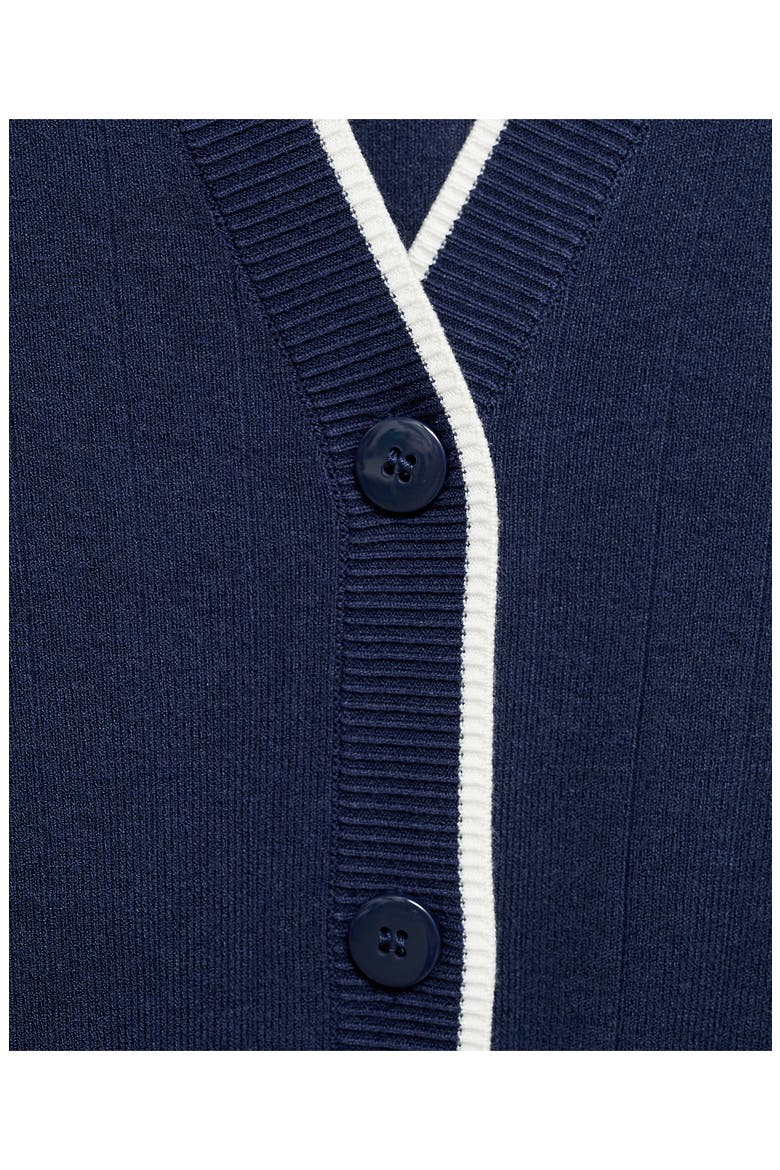 Tipped Relaxed Cardigan, Alternate, color, DARK NAVY