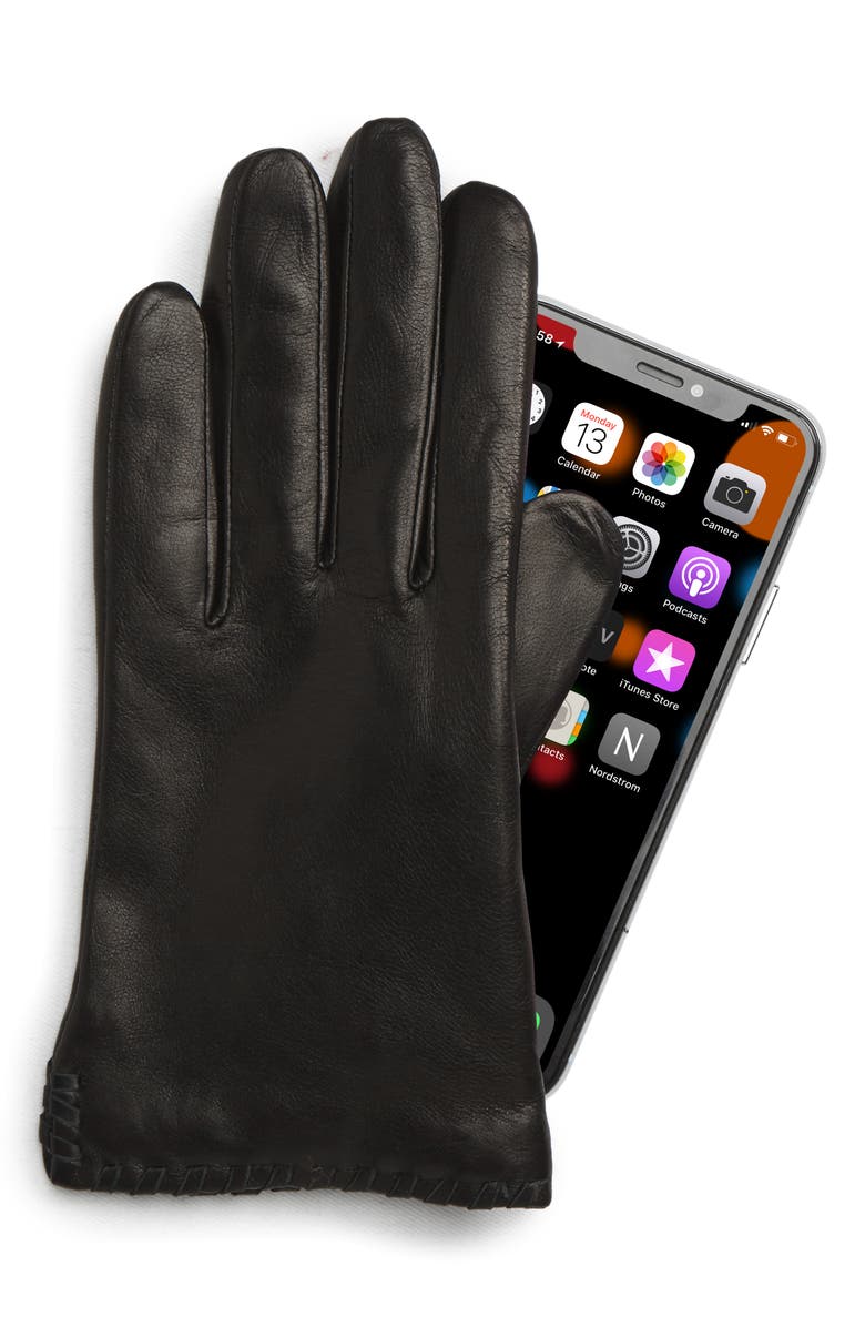 Frye Nora Whipstitch Lambskin Leather Touchscreen Gloves, Alternate, color, 