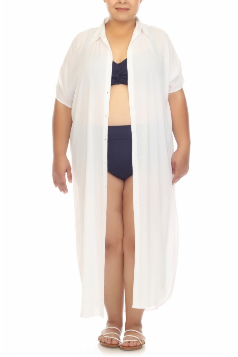 Maxi Shirtdress, Alternate, color, WHITE
