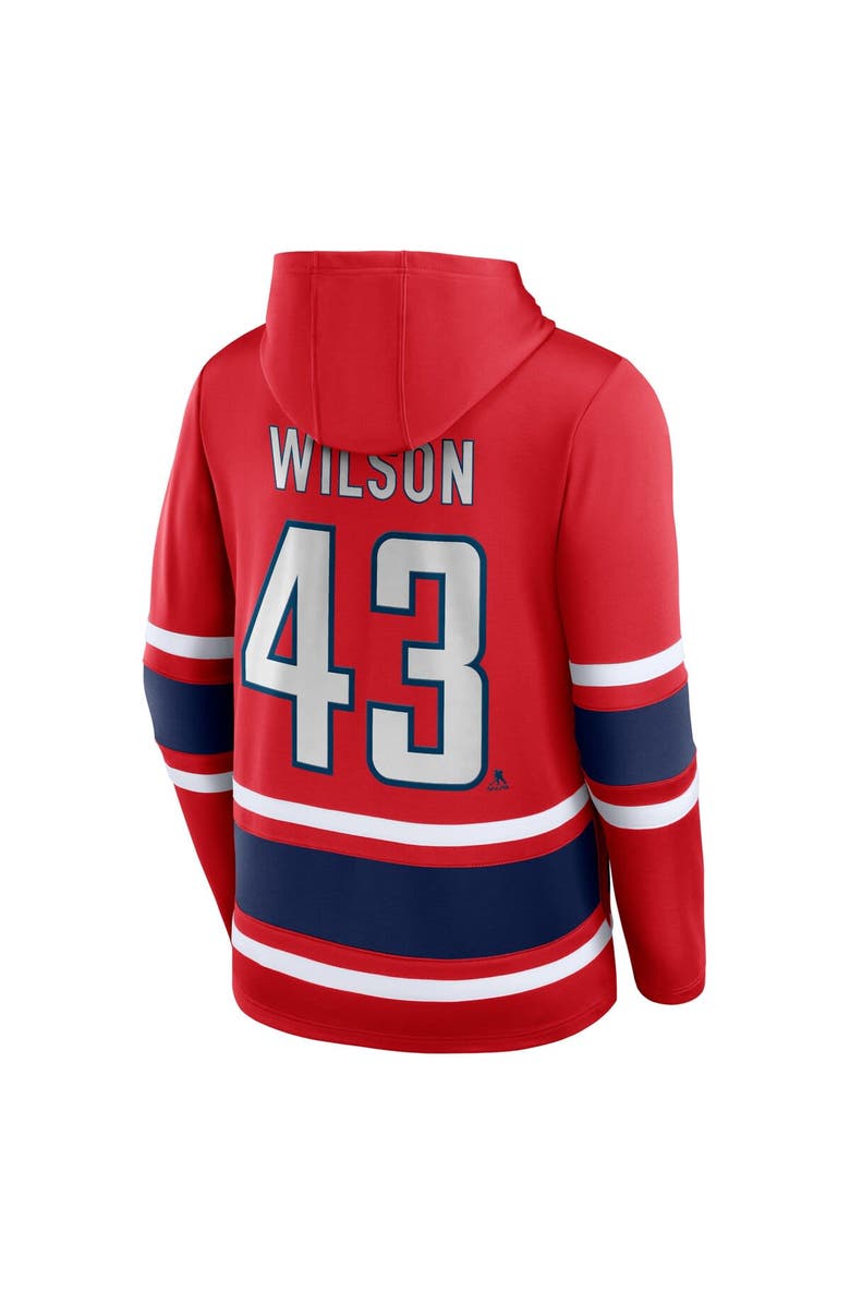 FANATICS Men's Fanatics Branded Tom Wilson Red Washington Capitals Name & Number Lace-Up Pullover Hoodie, Alternate, color, Red