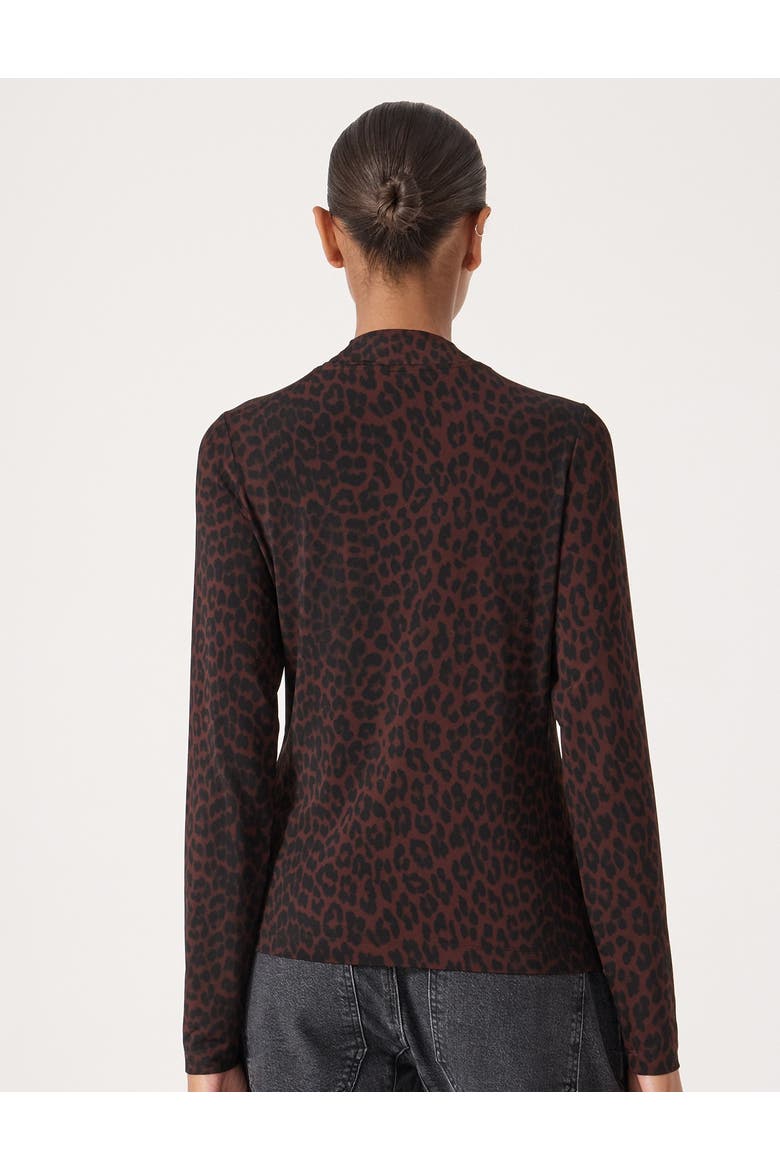 Printed Long Sleeve Top, Alternate, color, Natural Leopard Brown