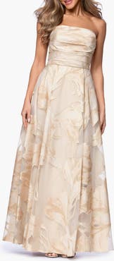 Xscape Evenings Floral Jacquard Strapless Gown