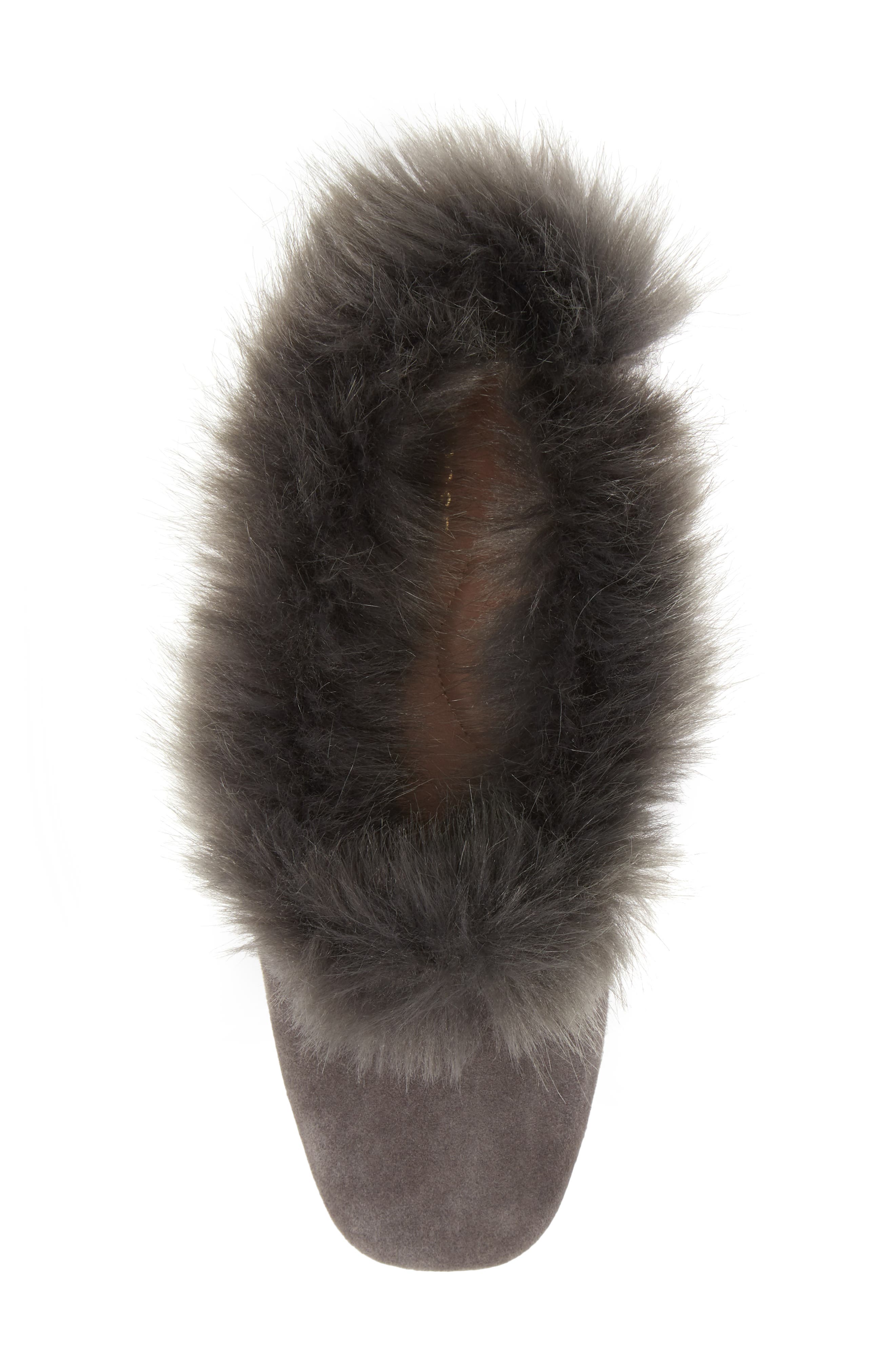 Ryanne Water Resistant Faux Fur Flat, Alternate, color, CHARCOAL GREY SUEDE