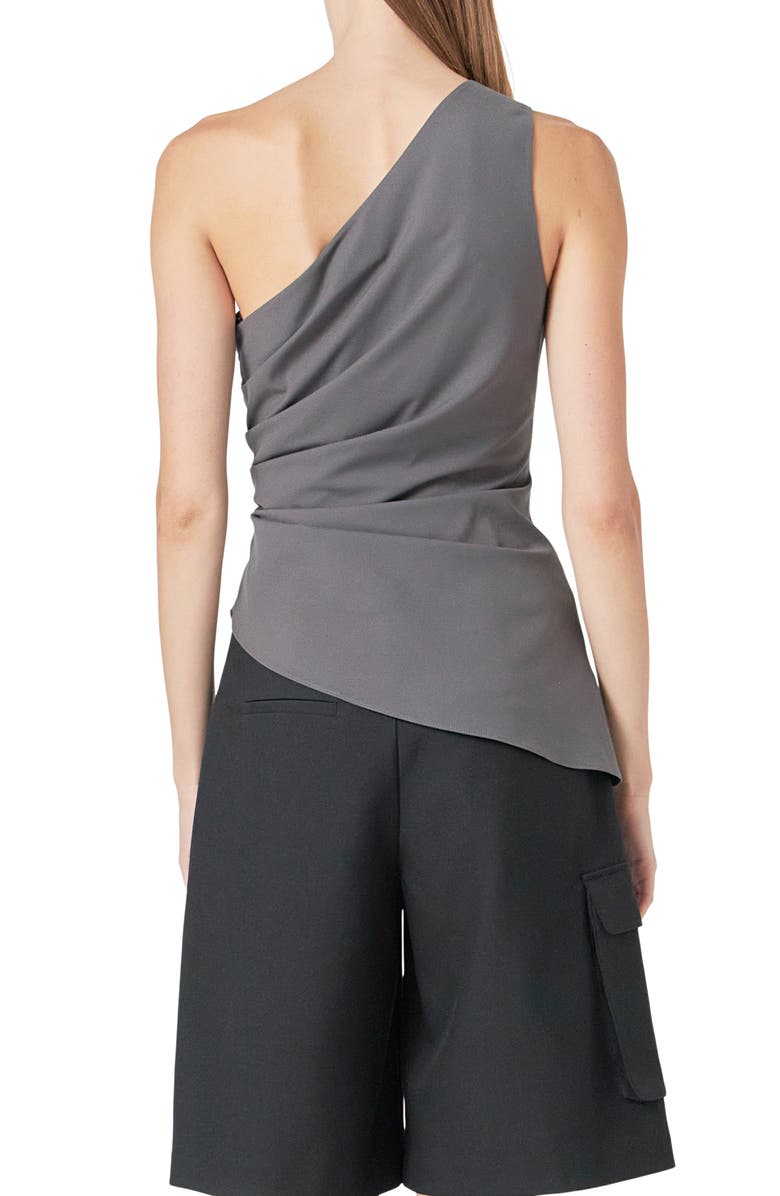 Grey Lab One-Shoulder Pleated Top, Alternate, color, Charcoal