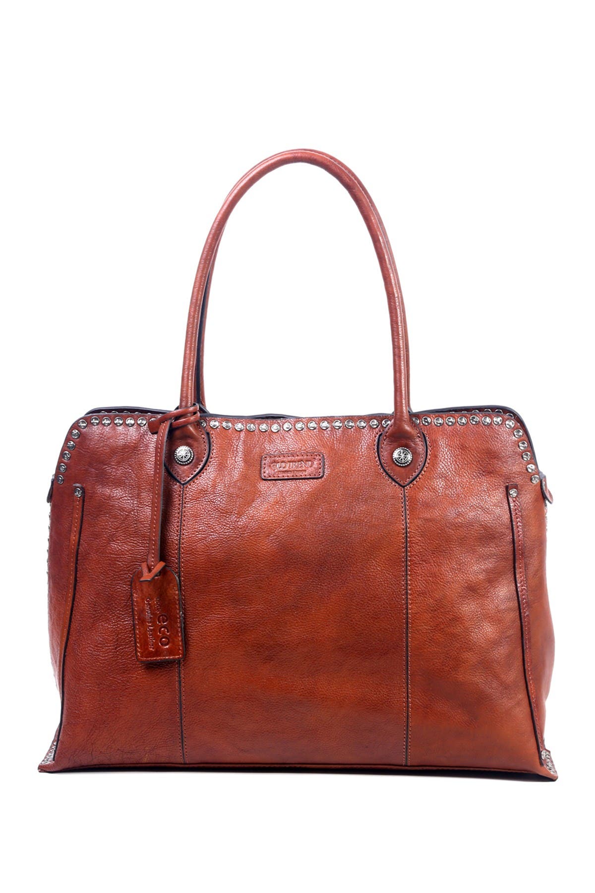 OLD TREND Soul Stud Leather Satchel Bag, Alternate, color, Cognac