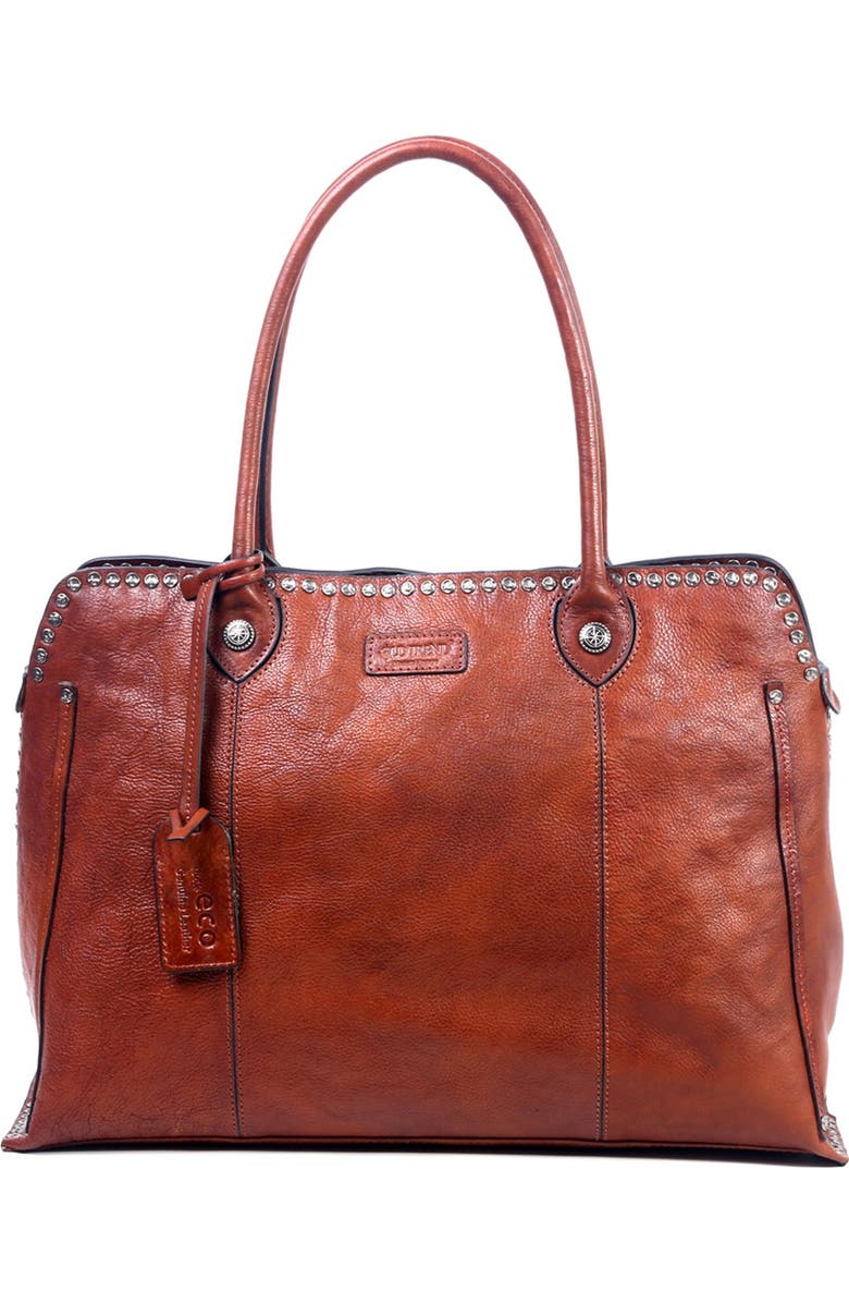 OLD TREND Soul Stud Leather Satchel Bag, Alternate, color, Cognac