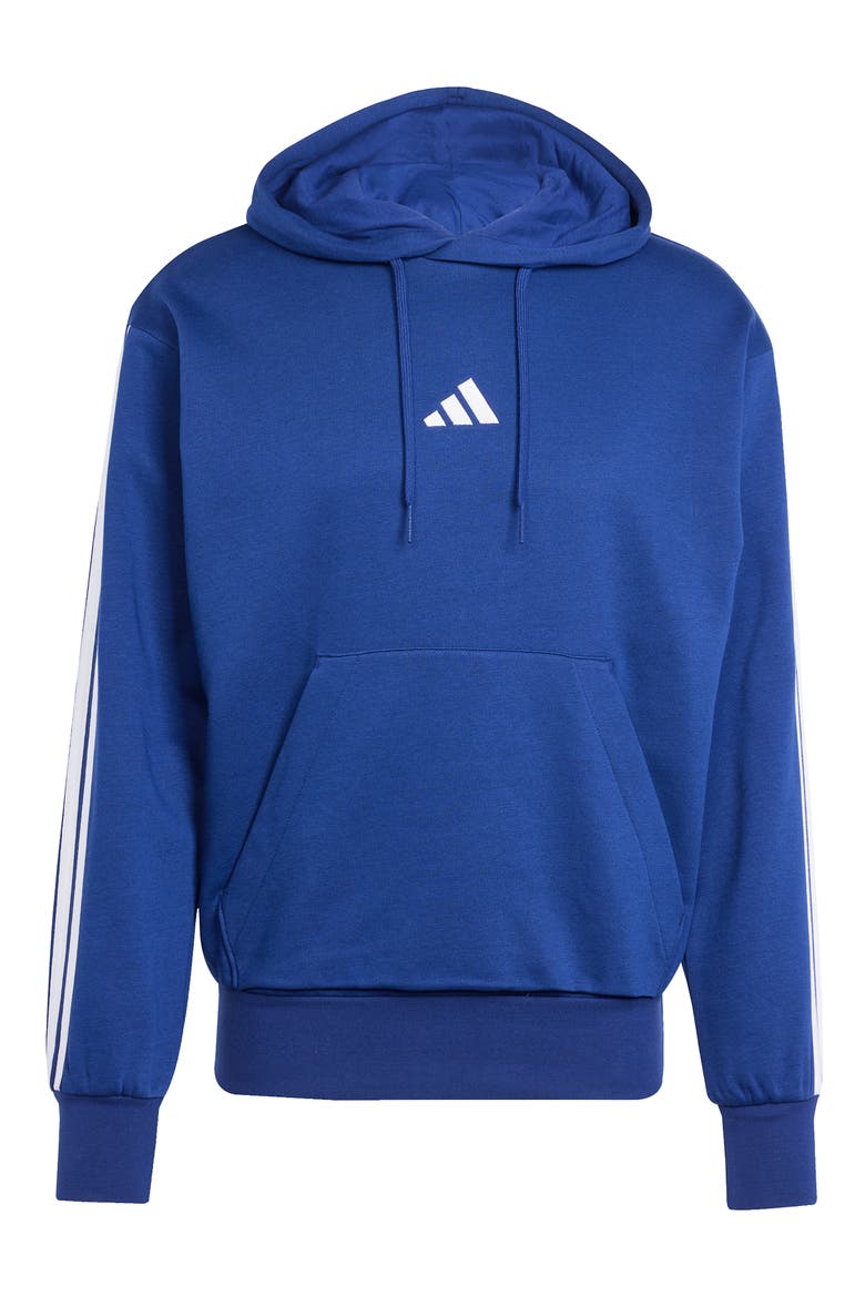Essential 3-Stripes Fleece Hoodie, Alternate, color, DKBLUE/WHI