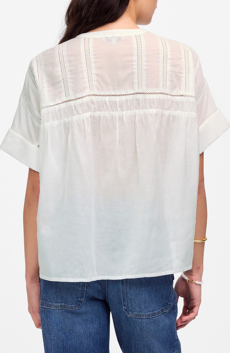Madewell Lace Inset Pintucked Henley Top, Alternate, color, White