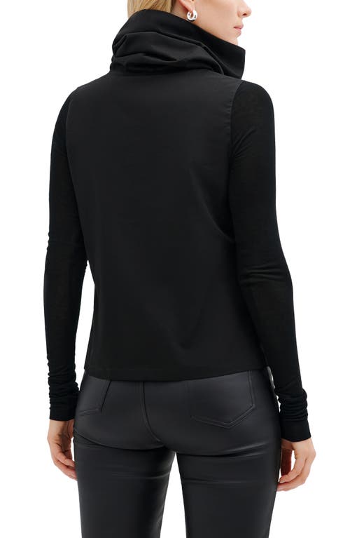 Marcella Atlantic Turtleneck Mixed Media Top In Black
