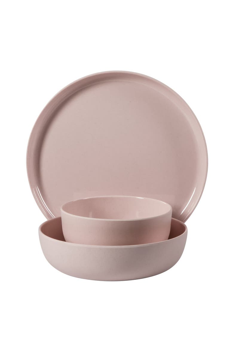 Gibson Home Candy Skies 12 Piece Wheat Straw Melamine Dinnerware Set, Alternate, color, Pink
