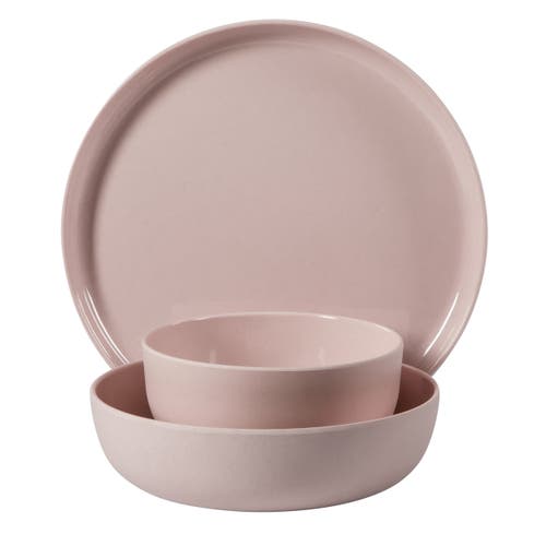 Gibson Home Candy Skies 12 Piece Wheat Straw Melamine Dinnerware Set In Pink