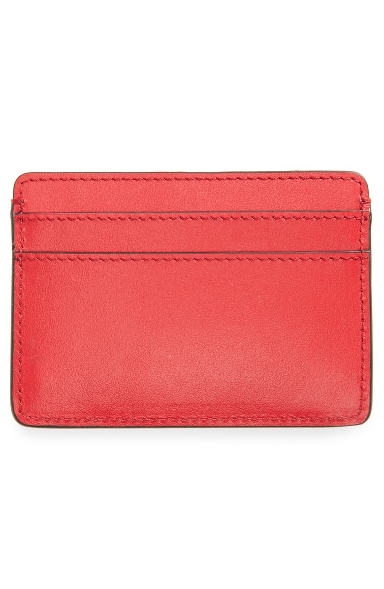 Versace Logo Leather Card Case, Alternate, color, Red Versace Gold