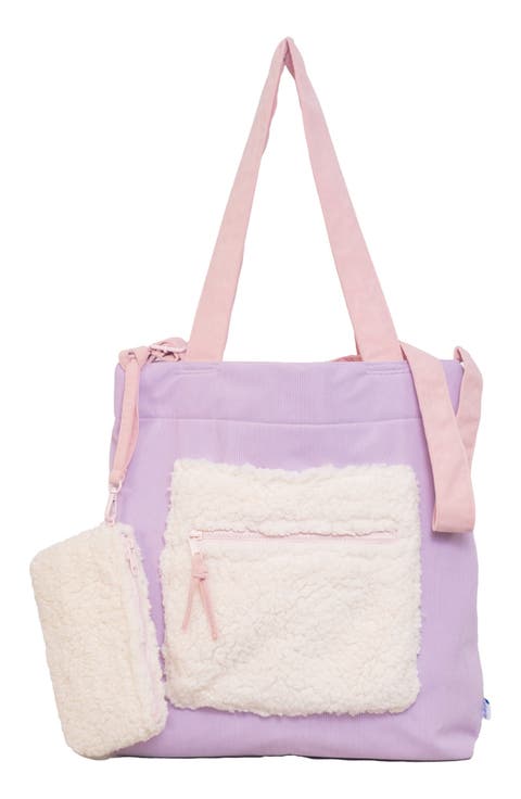 Kids' Colorblock Corduroy & Faux Shearling Tote