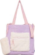 mimish Kids' Colorblock Corduroy & Faux Shearling Tote