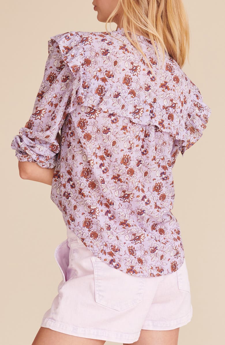 Veronica Beard Viveca Floral Ruffle Blouse, Alternate, color,