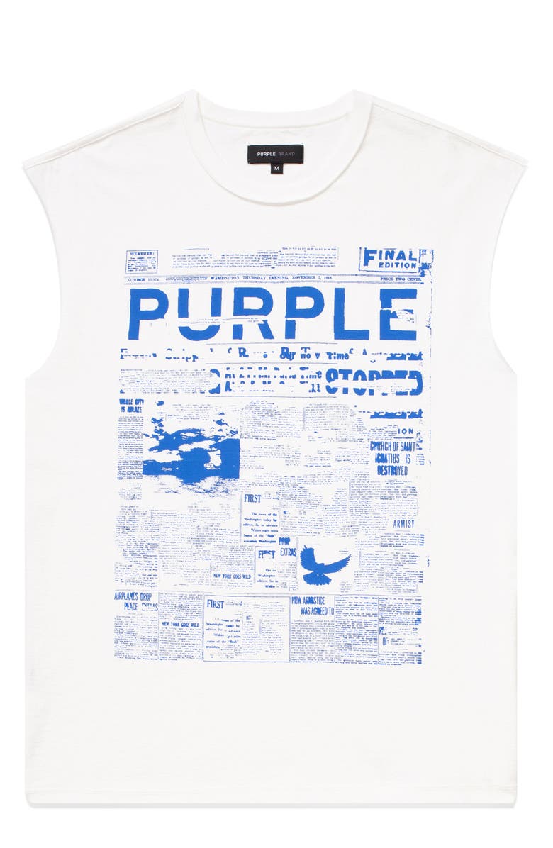 PURPLE BRAND Newsprint Muscle Tee, Alternate, color, 