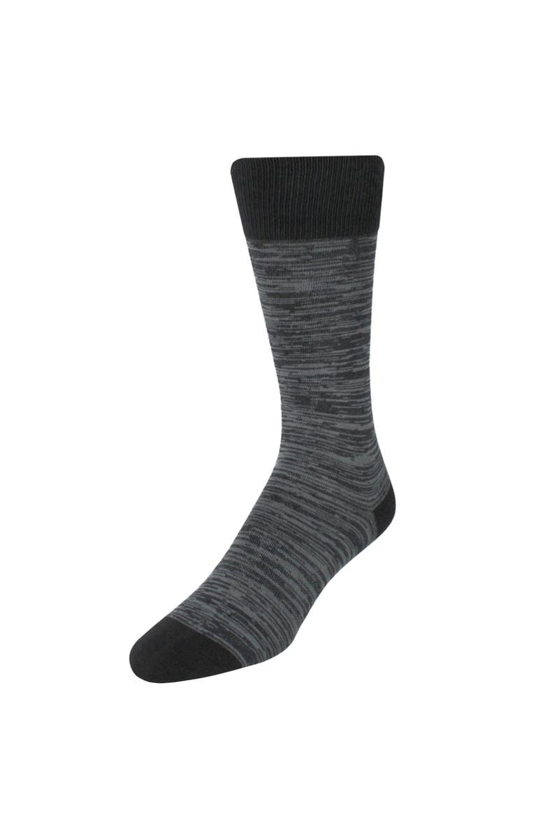 Trafalgar Marius Marled Patterned Mid-Calf Pima Cotton Socks, Main, color, Light And Dark Gray